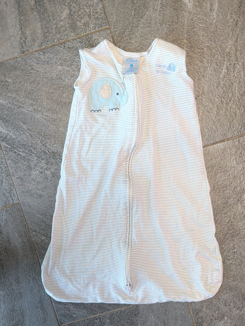 Simple Blue & White Striped Elephant Sleep Sack